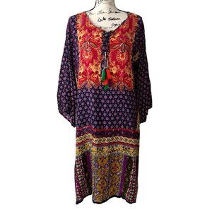 Amanda's Collection Boho Indian Style Dress With Tassel Colorful Womens Size 1X